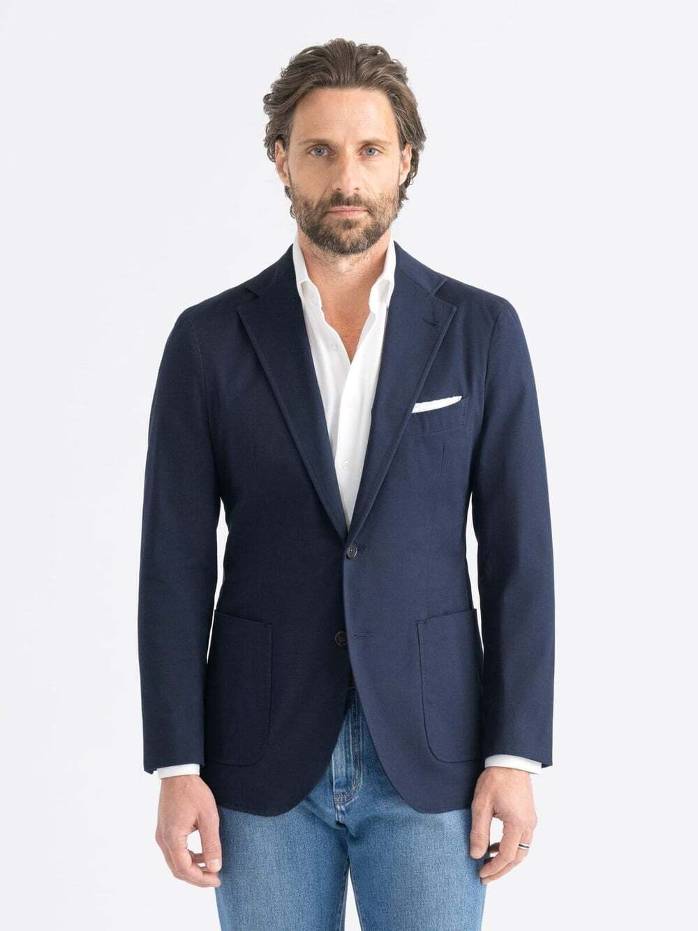 L.B.M. 1911 Men's 52R Navy Blue The Stretch Cotton Waverly Blazer Jacket Pockets